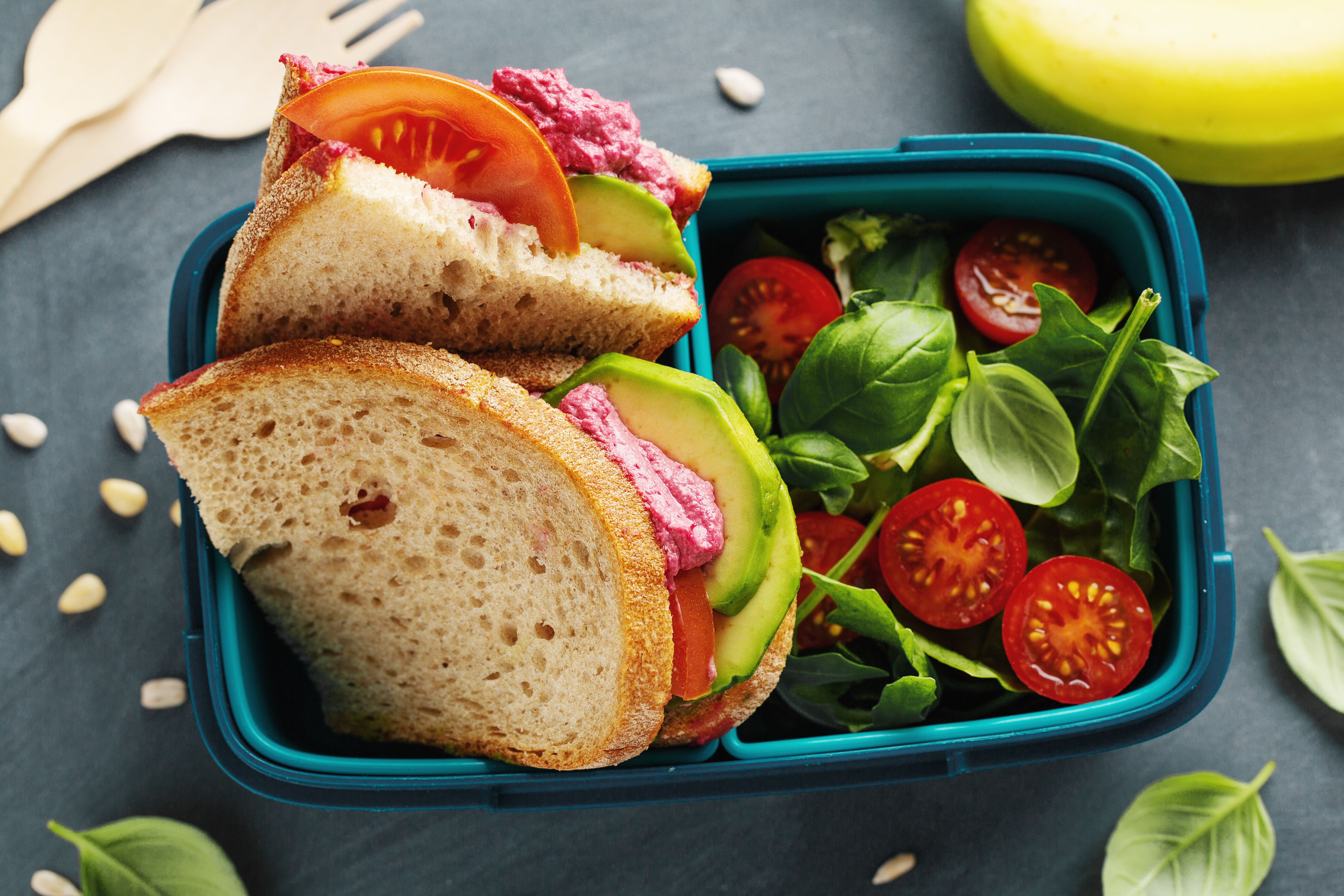 Tasty Freshmade Healthy Vegan Lunch Go Served Lunch Box Closeup