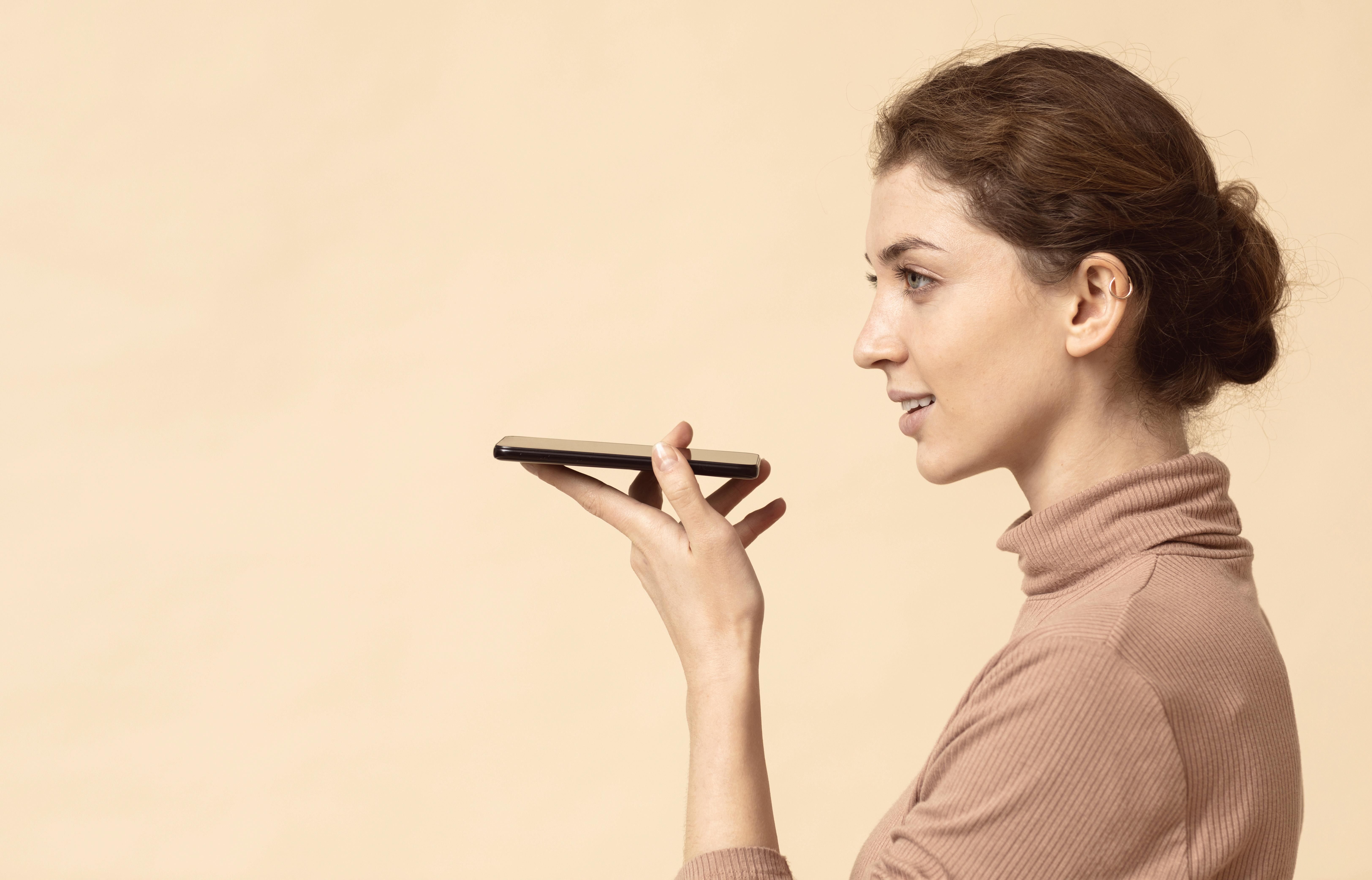 Woman Talking Mobile Phone Speaker