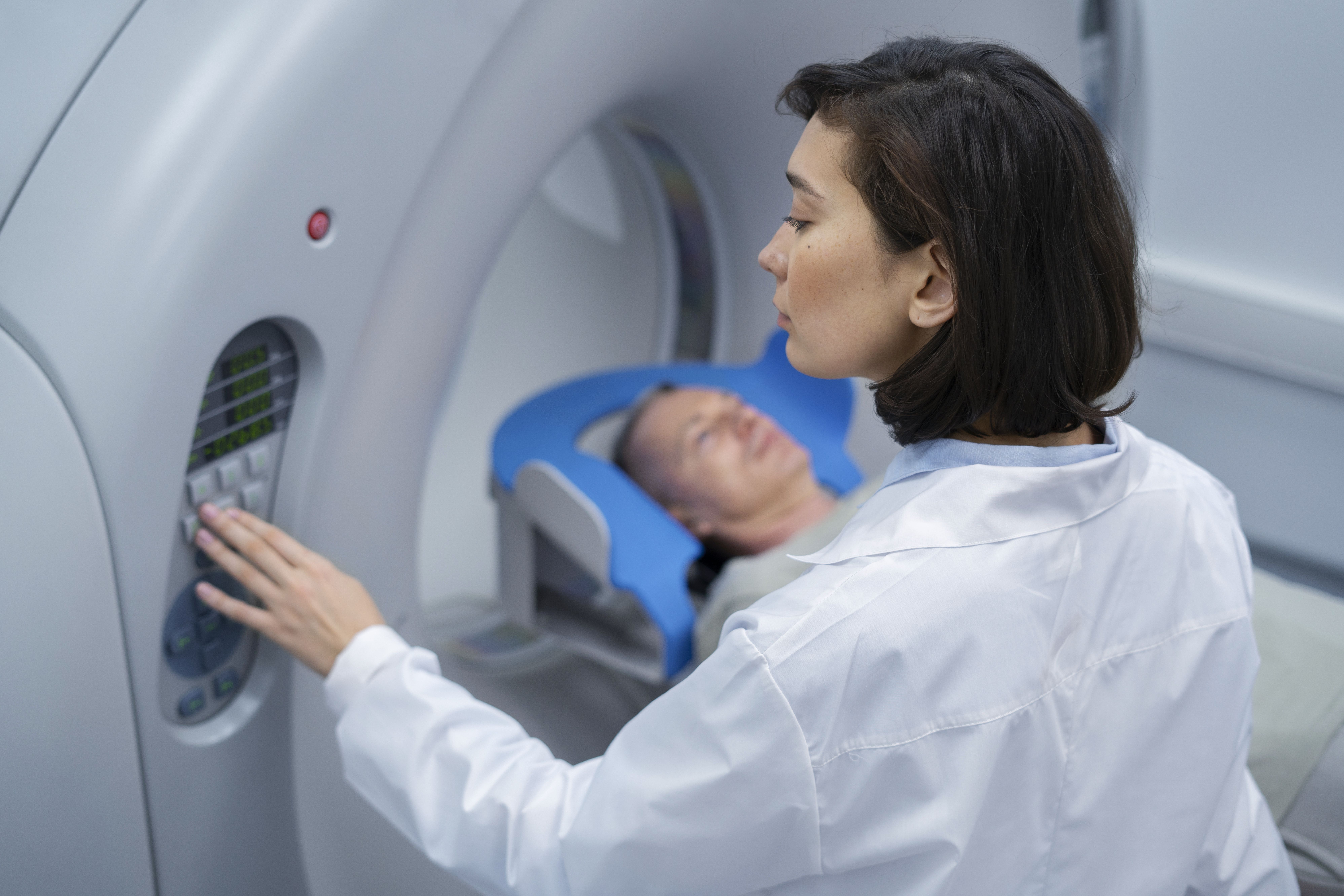 Doctor Getting Patient Ready Ct Scan